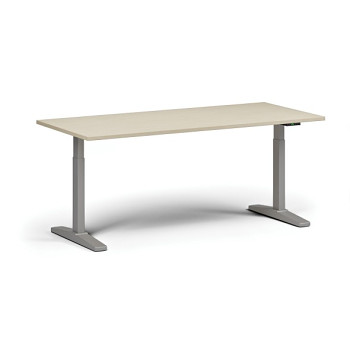Výškově nastavitelný stůl, elektrický, 675-1325 mm, deska 1800x800 mm, šedá podnož, bříza