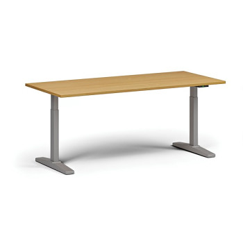 Výškově nastavitelný stůl, elektrický, 675-1325 mm, deska 1800x800 mm, šedá podnož, buk