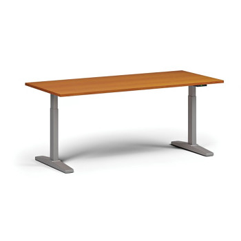 Výškově nastavitelný stůl, elektrický, 675-1325 mm, deska 1800x800 mm, šedá podnož, třešeň