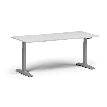 Výškově nastavitelný stůl, elektrický, 675-1325 mm, deska 1800x800 mm, šedá podnož, bílá