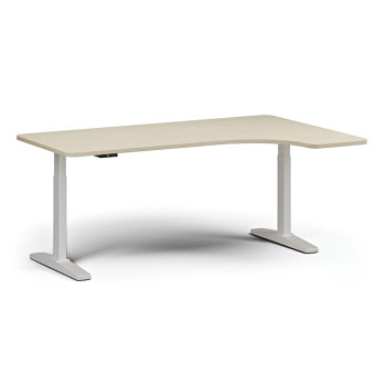 Výškově nastavitelný stůl, elektrický, 675-1325 mm, levý/pravý, deska 1800x1200 mm, bílá podnož, bříza