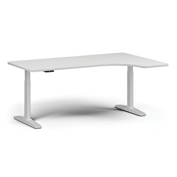 Výškově nastavitelný stůl, elektrický, 675-1325 mm, levý/pravý, deska 1800x1200 mm, bílá podnož, bílá