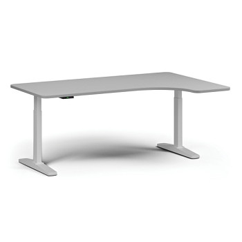 Výškově nastavitelný stůl, elektrický, 675-1325 mm, levý/pravý, deska 1800x1200 mm, bílá podnož, šedá