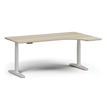 Výškově nastavitelný stůl, elektrický, 675-1325 mm, levý/pravý, deska 1800x1200 mm, bílá podnož, dub přírodní