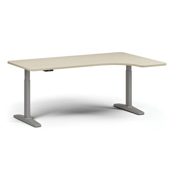 Výškově nastavitelný stůl, elektrický, 675-1325 mm, levý/pravý, deska 1800x1200 mm, šedá podnož, bříza