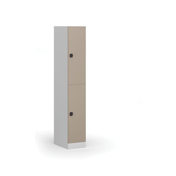 Šatní skříňka s úložnými boxy, 2 boxy, 1850 x 300 x 500 mm, kódový zámek, béžové dveře