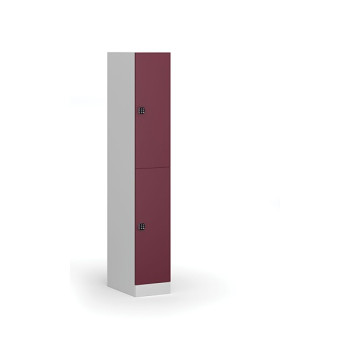 Šatní skříňka s úložnými boxy, 2 boxy, 1850 x 300 x 500 mm, kódový zámek, červené dveře