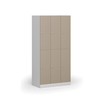 Šatní skříňka s úložnými boxy, 6 boxů, 1850 x 900 x 500 mm, cylindrický zámek, béžové dveře