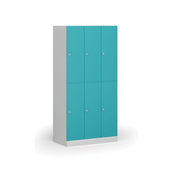 Šatní skříňka s úložnými boxy, 6 boxů, 1850 x 900 x 500 mm, cylindrický zámek, zelené dveře