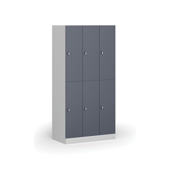 Šatní skříňka s úložnými boxy, 6 boxů, 1850 x 900 x 500 mm, otočný zámek, tmavě šedé dveře