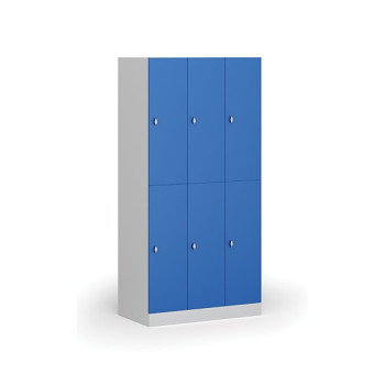 Šatní skříňka s úložnými boxy, 6 boxů, 1850 x 900 x 500 mm, otočný zámek, modré dveře