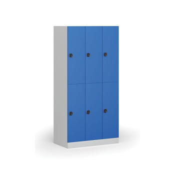 Šatní skříňka s úložnými boxy, 6 boxů, 1850 x 900 x 500 mm, kódový zámek, modré dveře