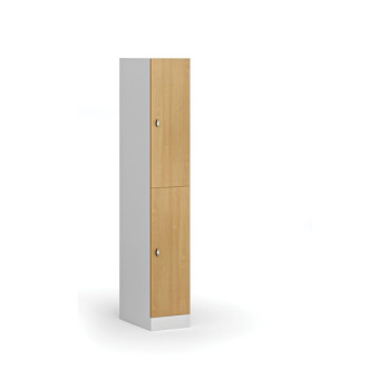 Šatní skříňka s úložnými boxy, 2 boxy, 1850 x 300 x 500 mm, otočný zámek, laminované dveře, buk
