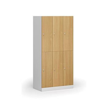 Šatní skříňka s úložnými boxy, 6 boxů, 1850 x 900 x 500 mm, cylindrický zámek, laminované dveře, buk
