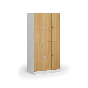 Šatní skříňka s úložnými boxy, 6 boxů, 1850 x 900 x 500 mm, otočný zámek, laminované dveře, buk