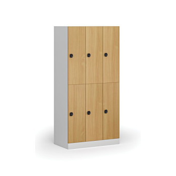 Šatní skříňka s úložnými boxy, 6 boxů, 1850 x 900 x 500 mm, kódový zámek, laminované dveře, buk