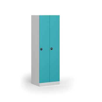 Kovová šatní skříňka, 2-dveřová, 1850 x 600 x 500 mm, zámek s čtečkou RFID karet, zelené dveře