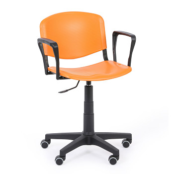 Pracovní židle ISO s područkami, otočná, oranžová