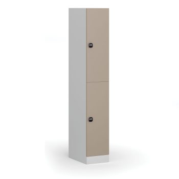 Šatní skříňka S1 s úložnými boxy, 2 boxy, 1850 x 300 x 500 mm,  RFID zámek, béžové dveře