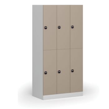 Šatní skříňka S1 s úložnými boxy, 6 boxů, 1850 x 900 x 500 mm, RFID zámek, béžové dveře