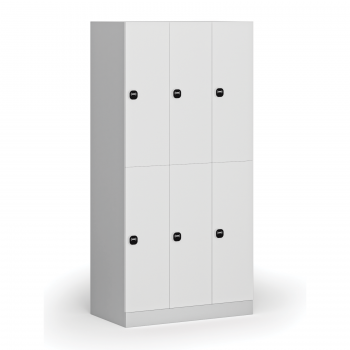 Šatní skříňka S1 s úložnými boxy, 6 boxů, 1850 x 900 x 500 mm, RFID zámek, laminované dveře, bílá