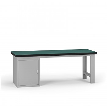 Pracovní stůl do dílny G8, 2100 x 750 x 800 mm, 1x skříňka, šedá