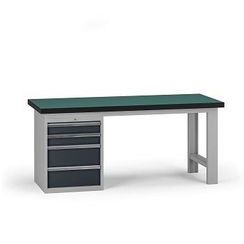 Pracovní stůl do dílny G8, 1800 x 750 x 800 mm, 1x kontejner, 4 zásuvky, grafit