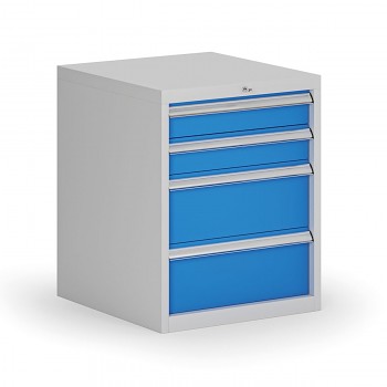 Závěsný dílenský box ke stolu G8, 4 zásuvky, 560 x 600 x 700 mm, modrá