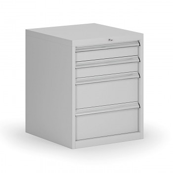 Závěsný dílenský box ke stolu G8, 4 zásuvky, 560 x 600 x 700 mm, šedá